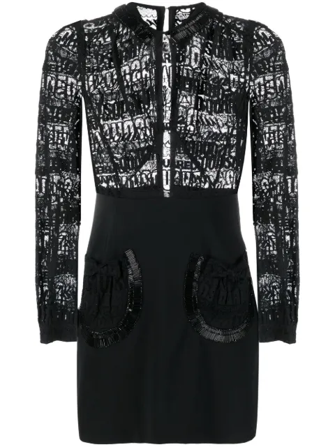 DSQUARED2 logo-lace long-sleeve minidress Women