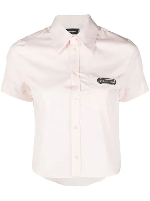 DSQUARED2 cropped logo-patch shirt