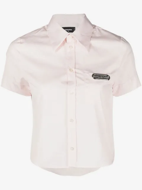 DSQUARED2 cropped logo-patch shirt