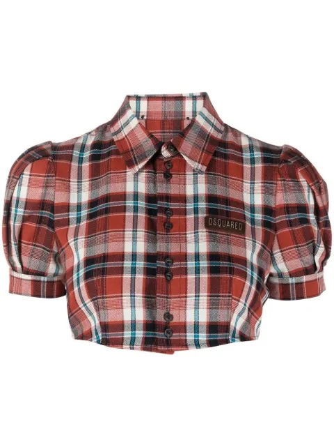 DSQUARED2 checked puff-sleeve shirt