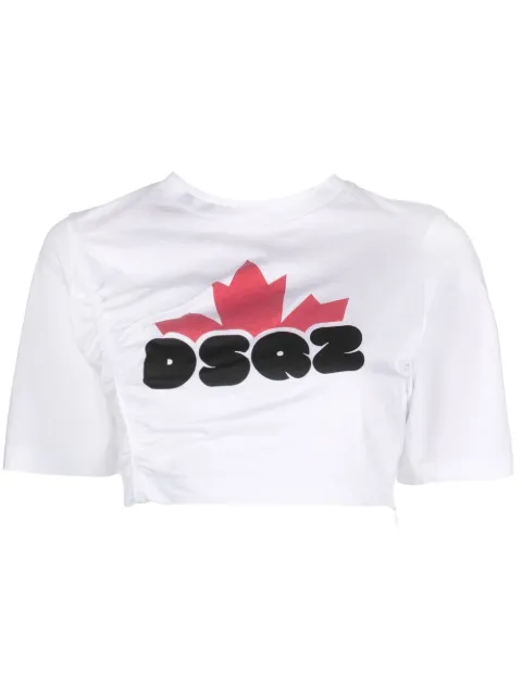 DSQUARED2 DSQ2 프린트 크롭 티셔츠