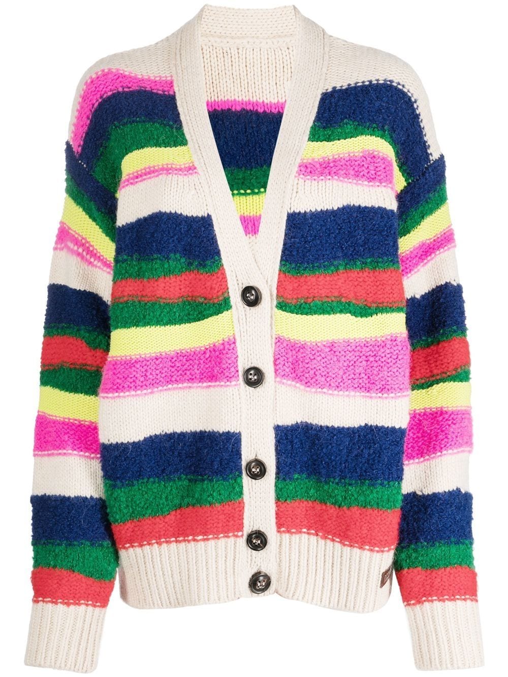 Dsquared2 Striped Brushed Cardigan In Nude