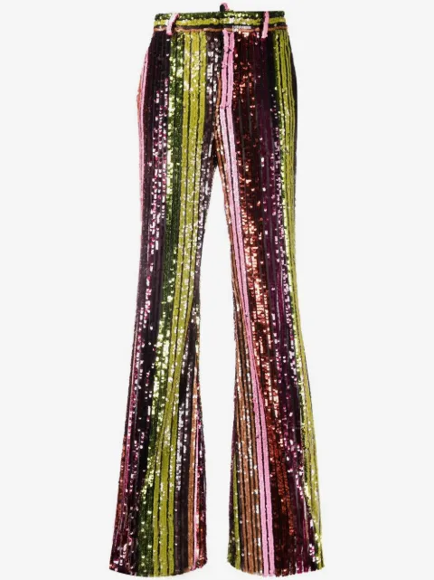 DSQUARED2 pantalones acampanados bordado con lentejuelas