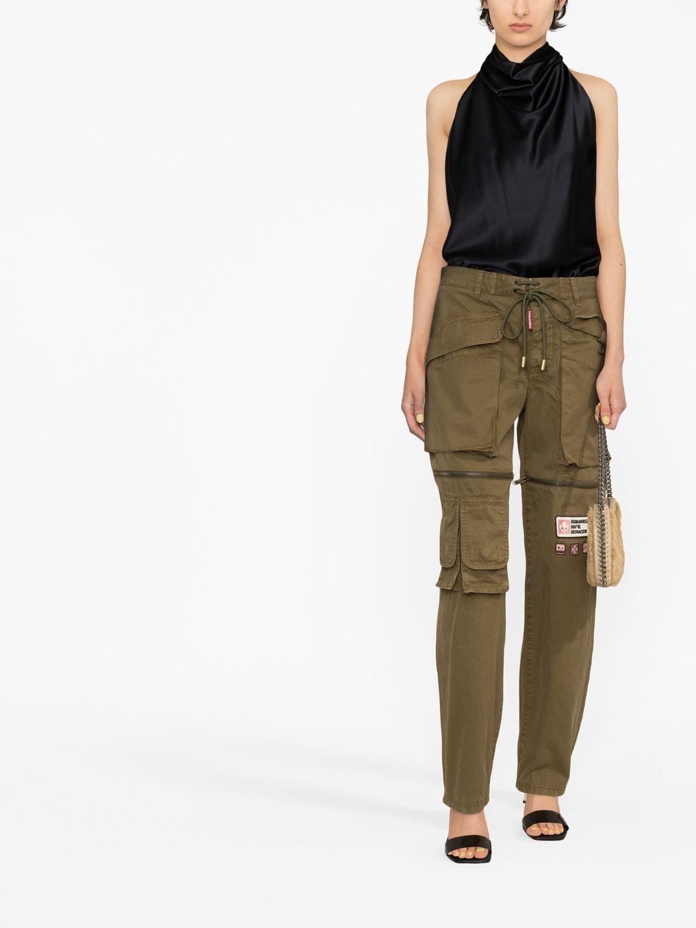 Dsquared2 patch-detail tapered cargo trousers - Groen