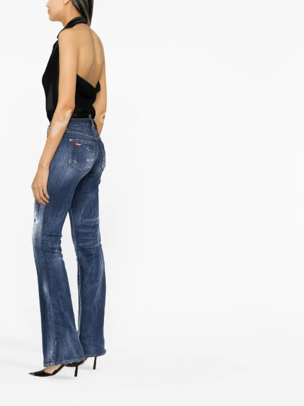DSQUARED2 Distressed Flared Jeans | Blue | FARFETCH CA