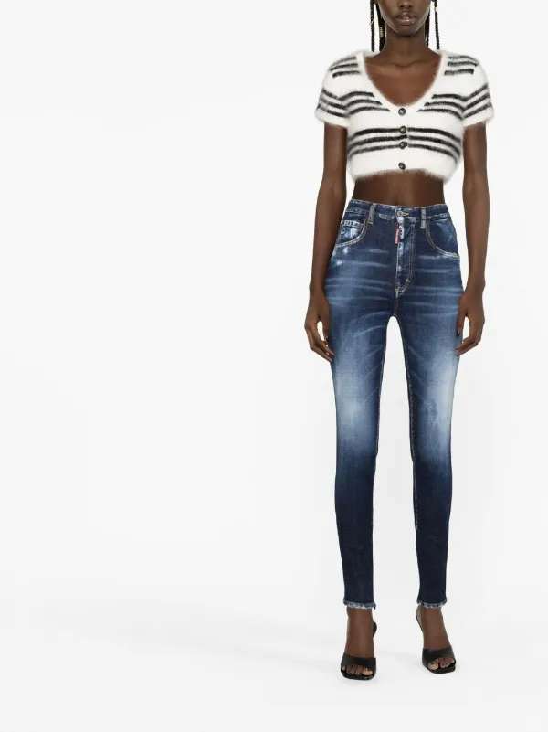 DSQUARED2 ハイウエスト スキニージーンズ | ブルー | FARFETCH JP