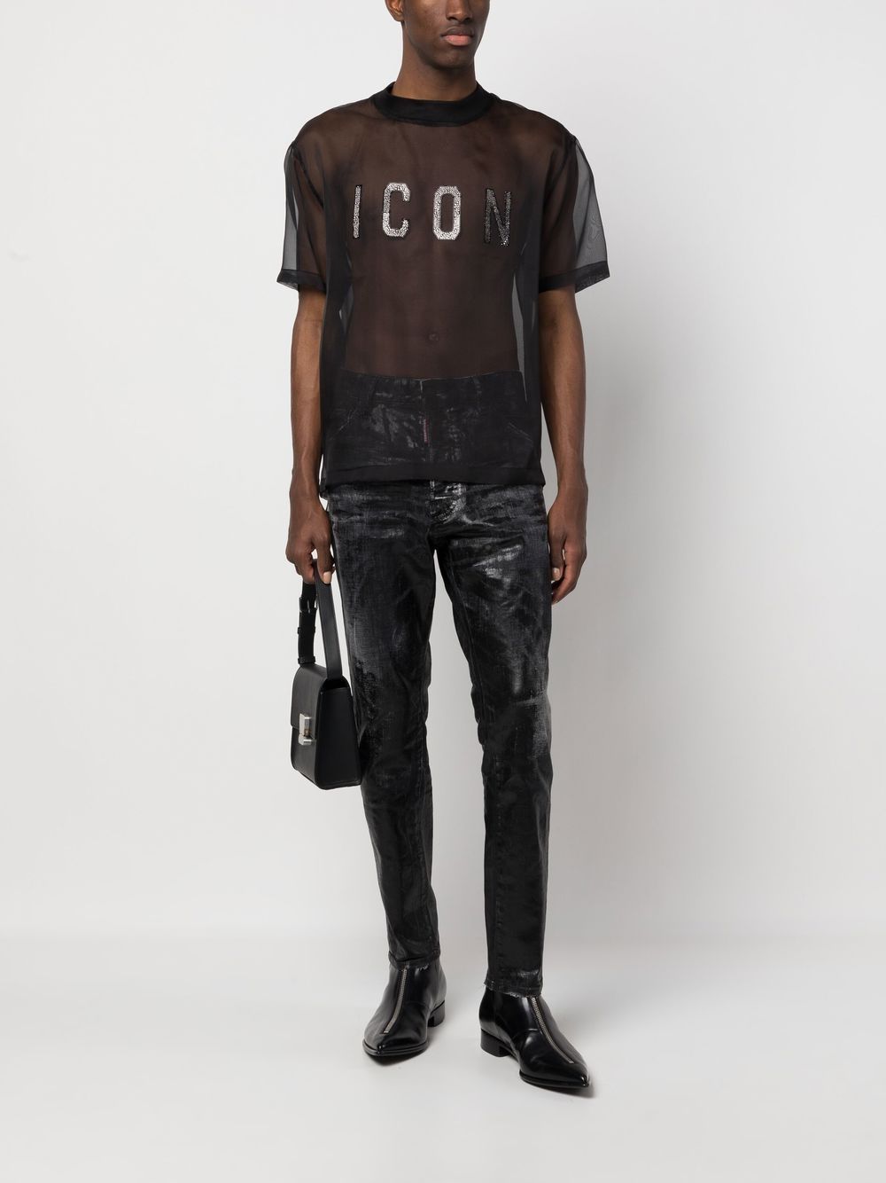 Dsquared2 Icon sheer T-shirt - Zwart