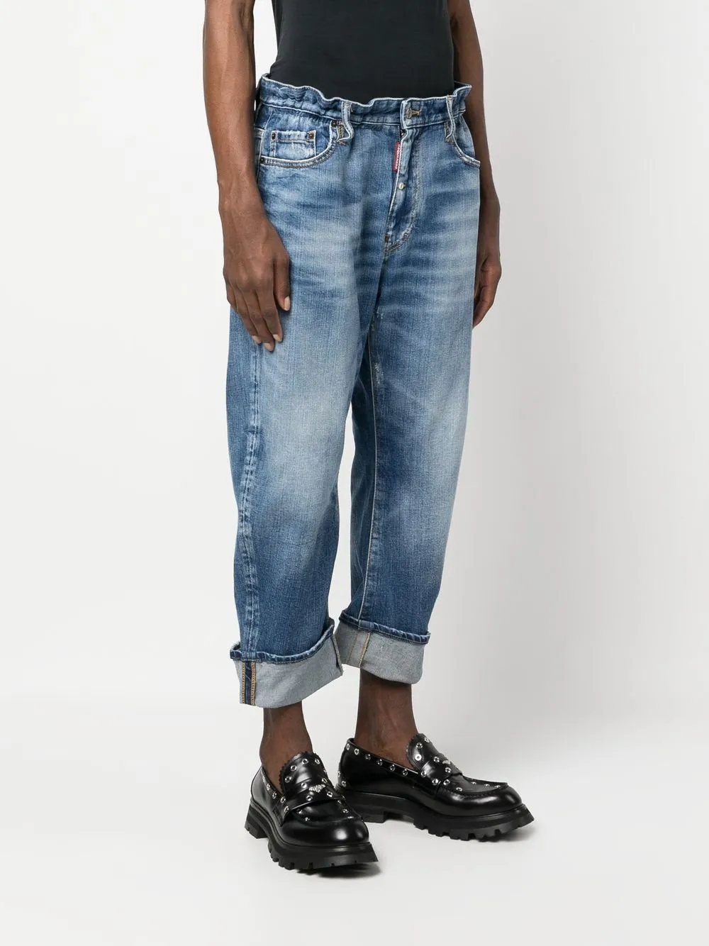Dsquared2 Logo-print Cropped Jeans In Blue