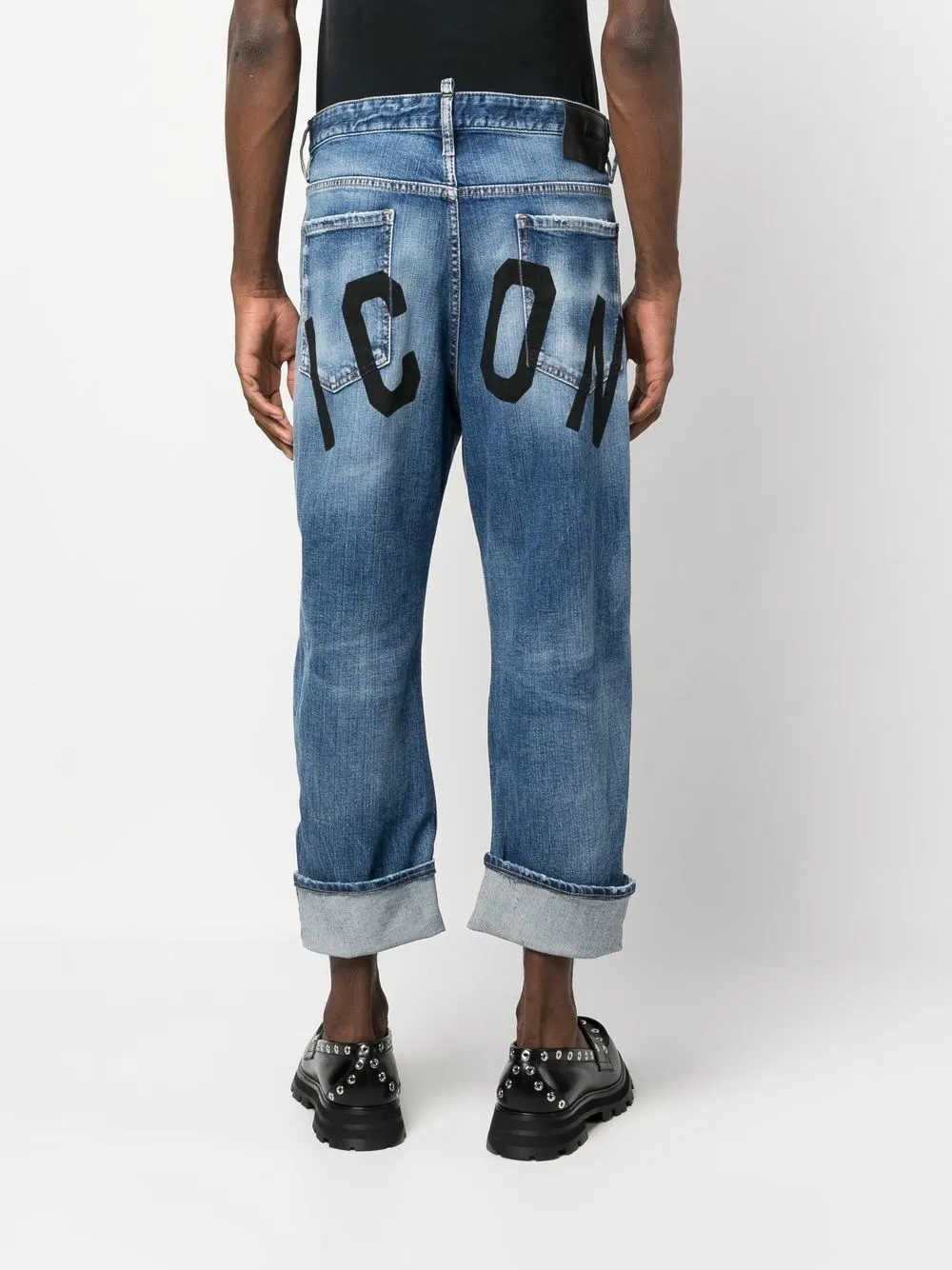 Dsquared2 Logo-print Cropped Jeans In Blue