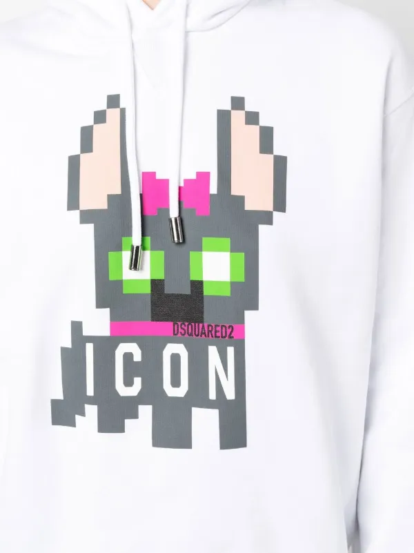 DSQUARED2 Icon pixelated-print Hoodie | White | FARFETCH