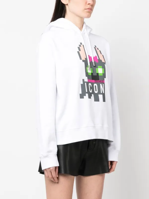 DSQUARED2 Icon pixelated-print Hoodie | White | FARFETCH