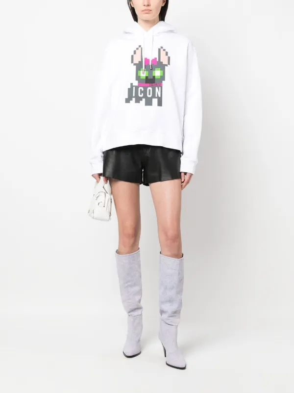 DSQUARED2 Icon pixelated-print Hoodie | White | FARFETCH