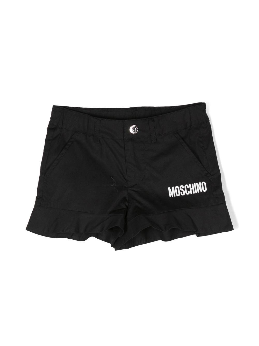 Moschino Kids logo-print peplum style shorts - Black