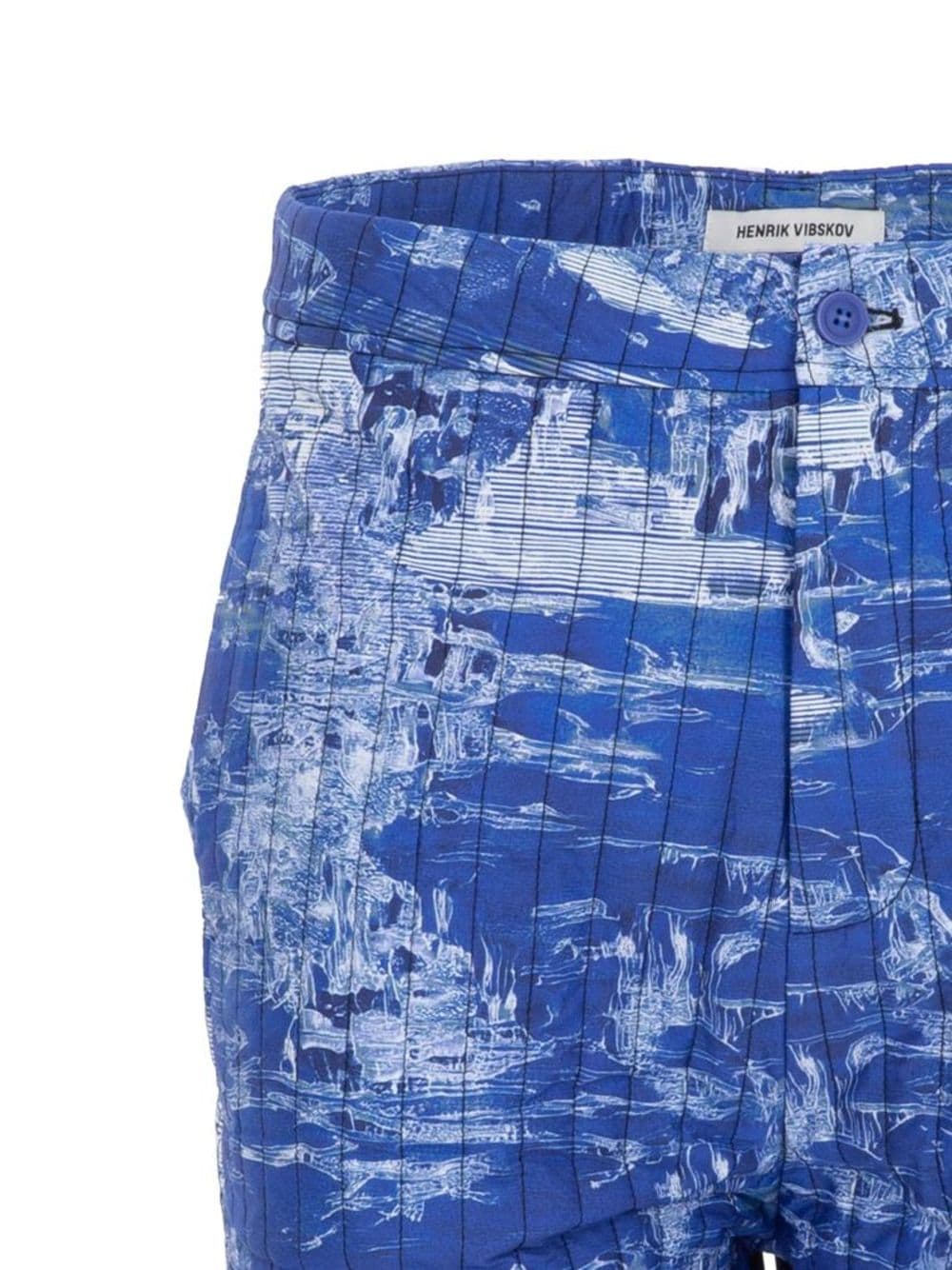 Shop Henrik Vibskov Wheel Abstract-print Quilted Shorts In Blue