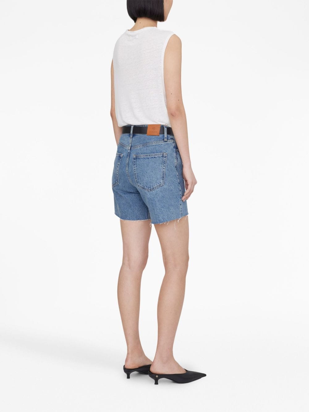 Shop Anine Bing Kat Denim Shorts In Blue