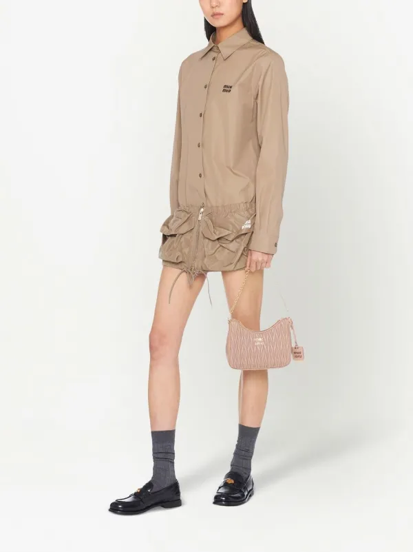 Miu Miu Matelassé Nappa Leather Shoulder Bag | Neutrals