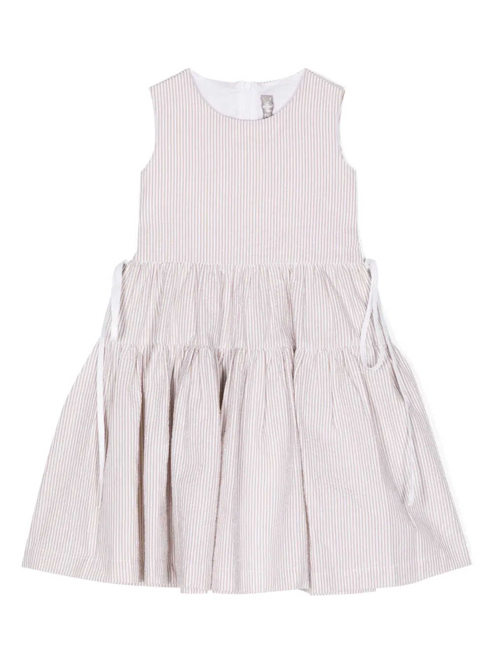 Il Gufo Striped Sleeveless Dress In Brown
