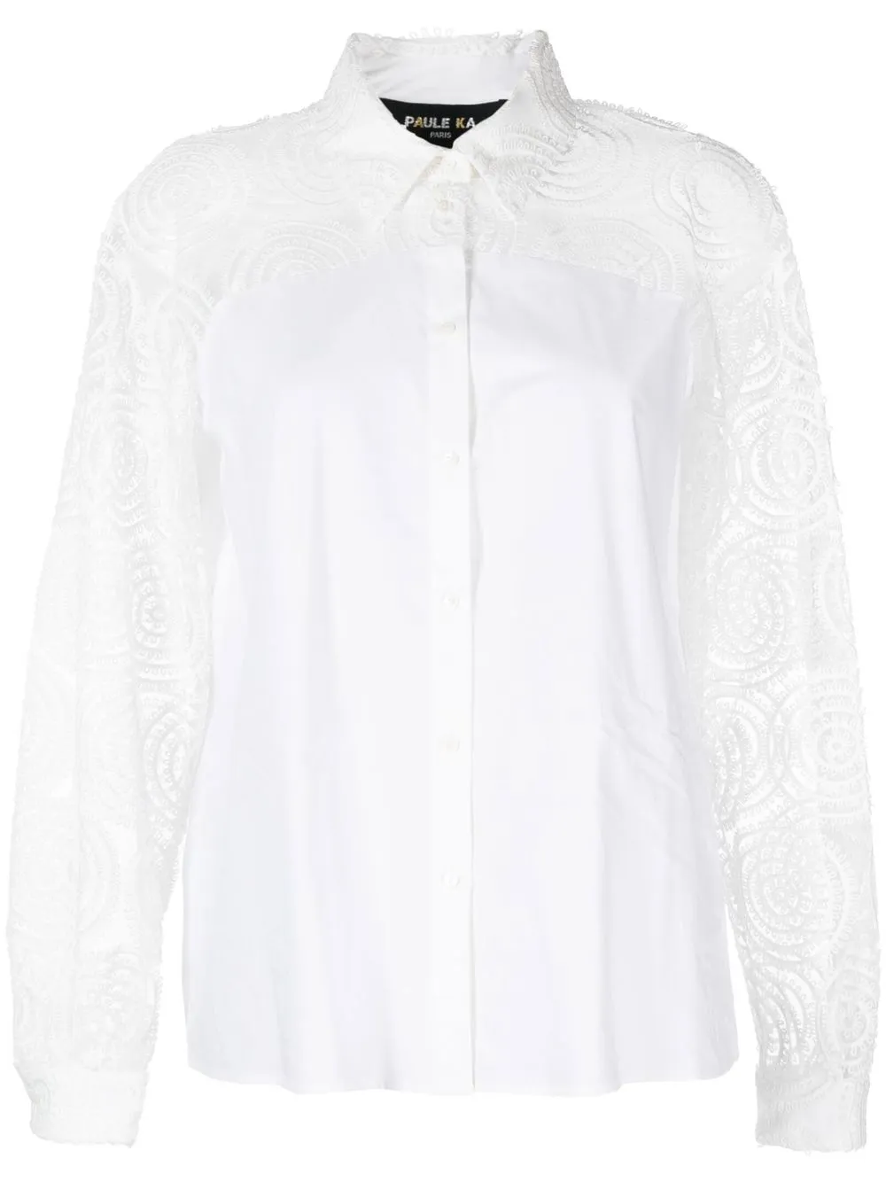 

Paule Ka sheer lace panel shirt - White