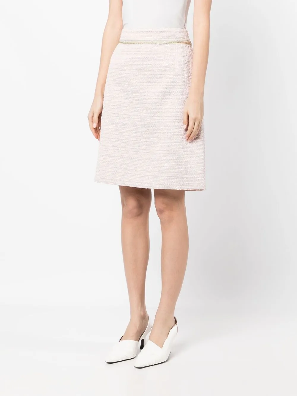 Shop Paule Ka Above Knee Tweed Skirt In Rosa