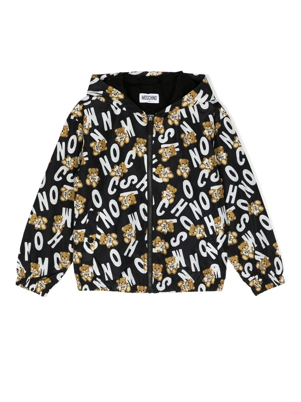 

Moschino Kids teddy logo-print hooded jacket - Black