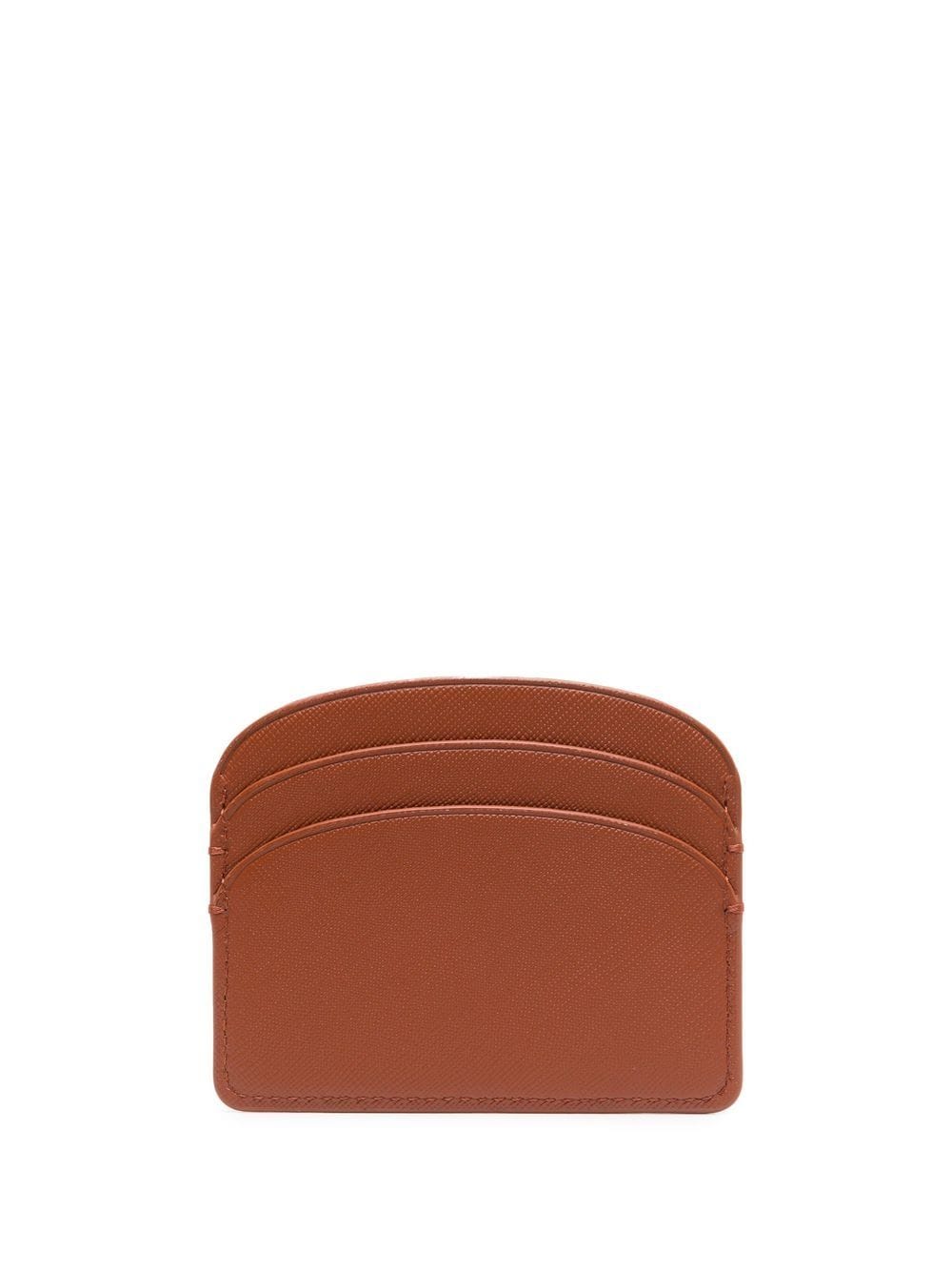Shop Apc Demi-lune Leather Cardholder In Braun