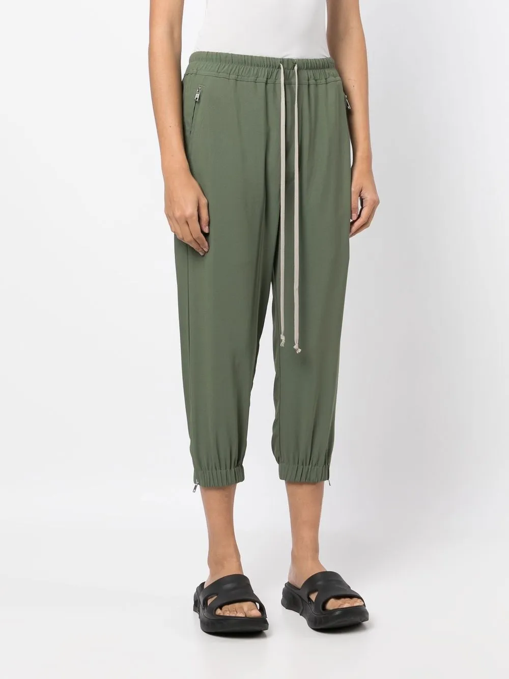 Rick Owens ZIPデザインドローストリングクロップドパンツ ホワイト 