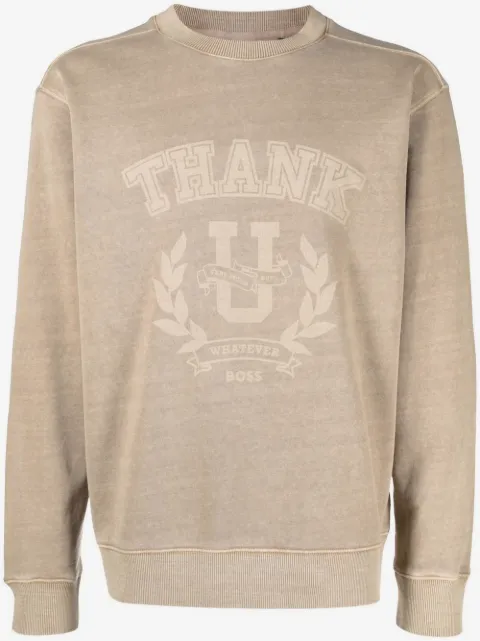 BOSS print-detail crew-neck sweatshirt