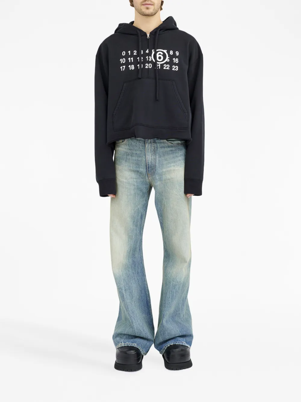 MM6 Maison Margiela numbers-motif zip-up Hoodie - Farfetch