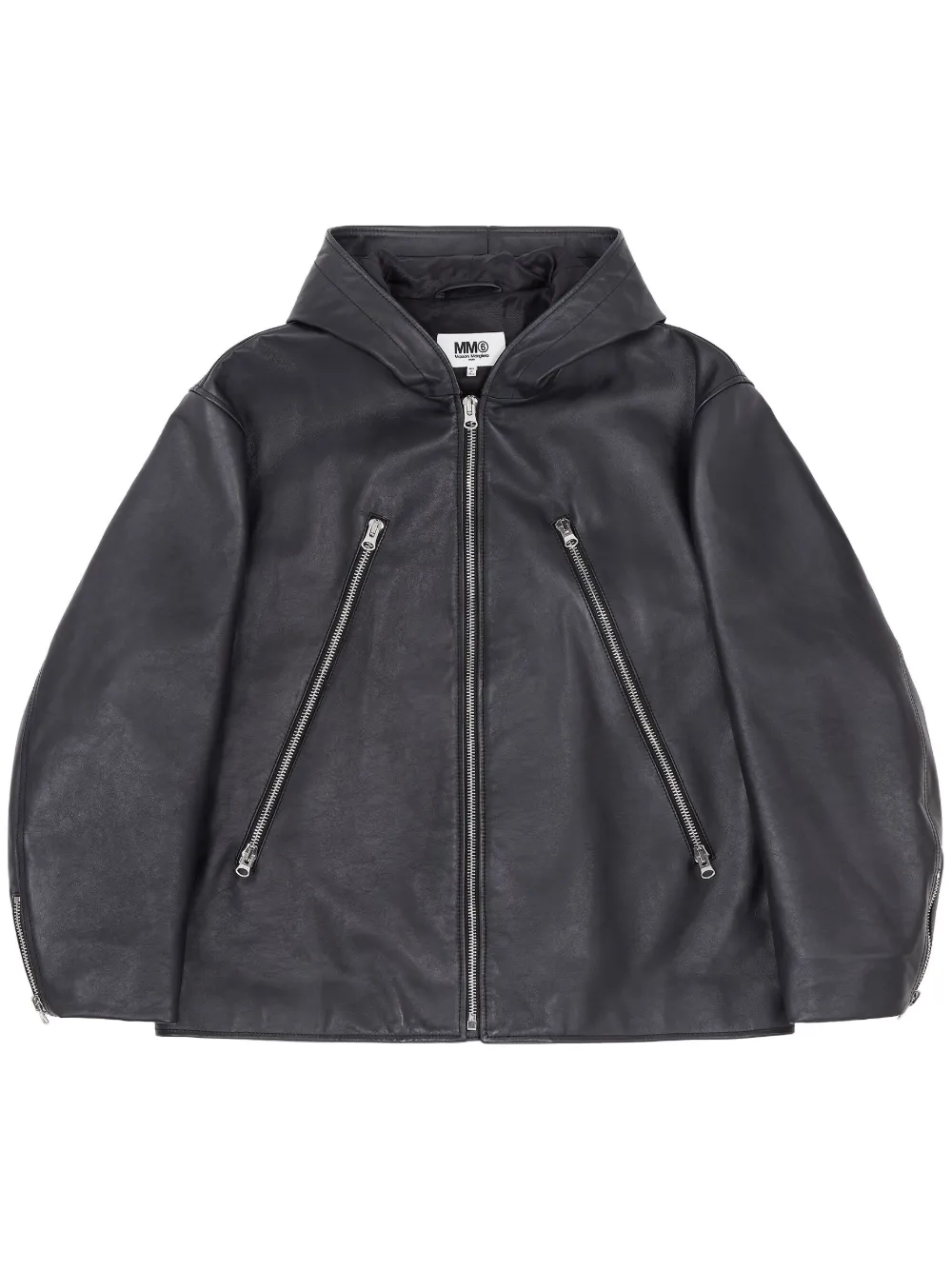 MM6 Maison Margiela Hooded Leather Jacket - Farfetch