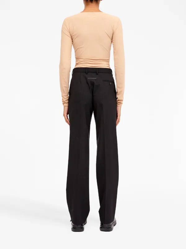パンツ MM6 Maison Margiela LONG STRAIGHT LEG TROUSERS Maison Margiela MM6 Women's Light Blue Straight Leg Pants US