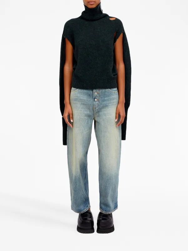 MM6 Maison Margiela ダメージ ハイネック プルオーバー | グリーン