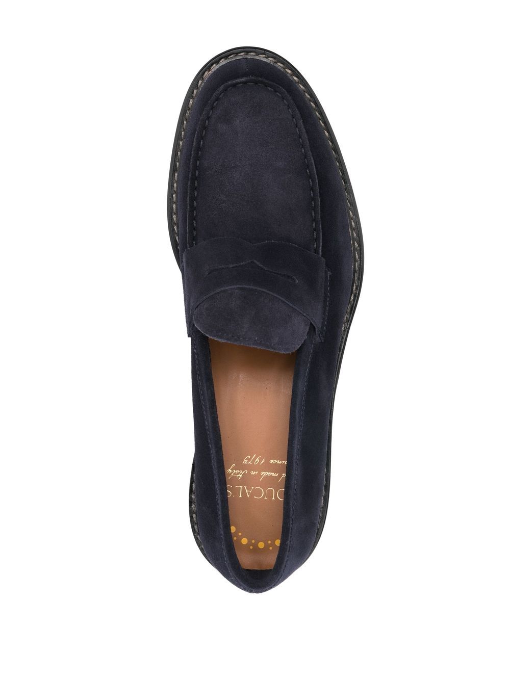 Shop Doucal's Suede Penny-slot Loafers In Blue
