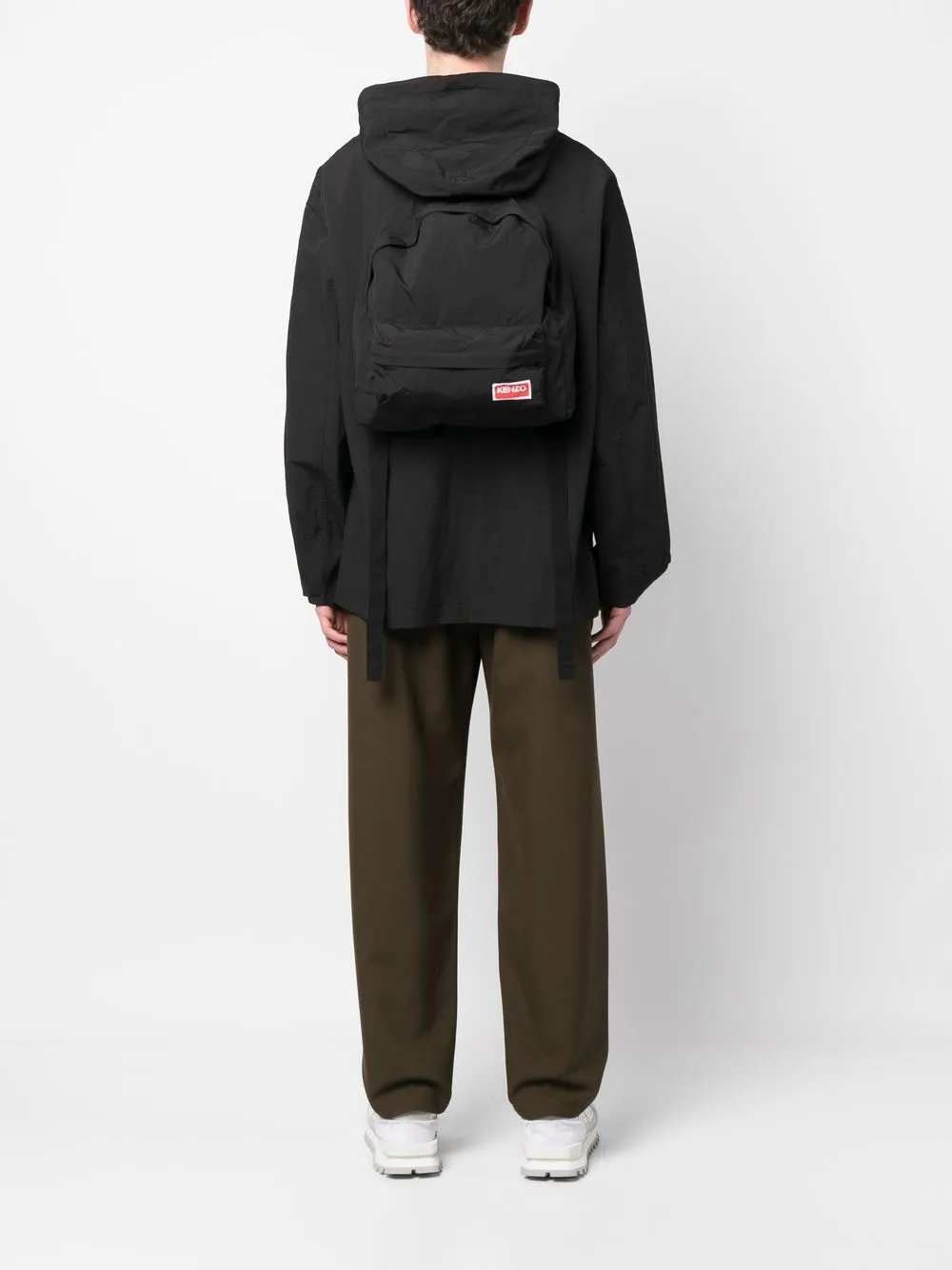 Shop Kenzo Zip-up Hooded Jacket In Black