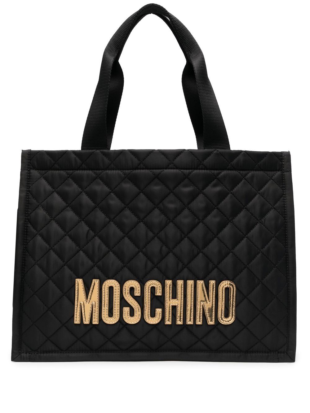 Moschino Logo Quilted Tote Bag In Schwarz