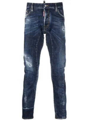 DSQUARED2 Icon ダメージ スキニージーンズ | ブルー | FARFETCH JP