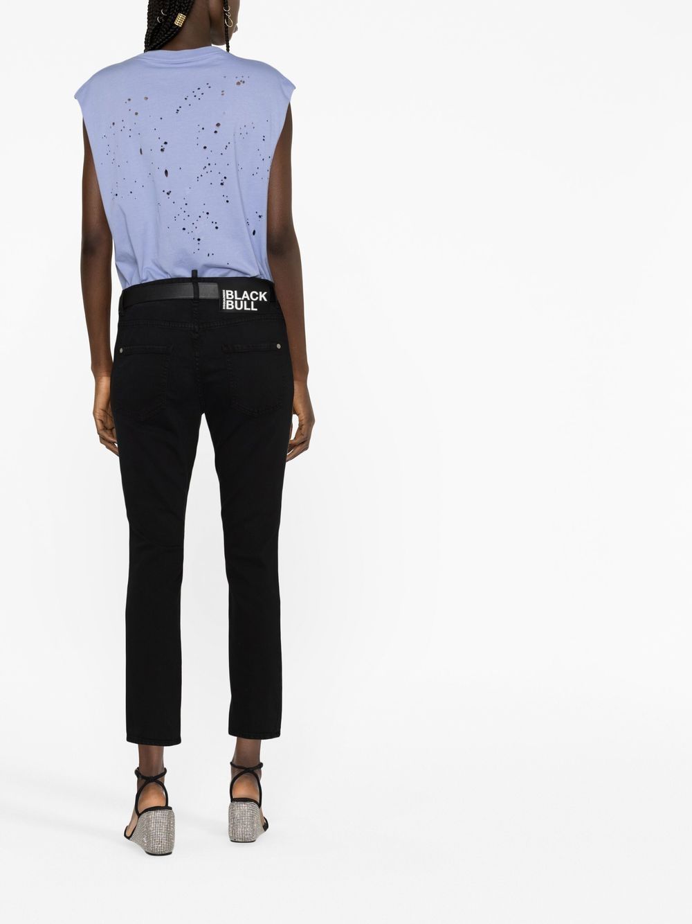 Shop Dsquared2 Black Bull Cropped Jeans