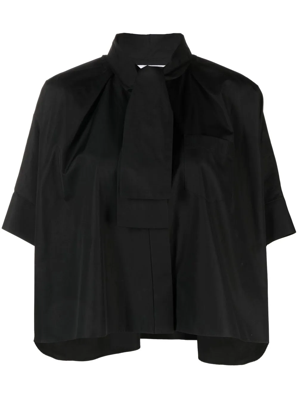 

sacai cropped pussy-bow shirt - Black