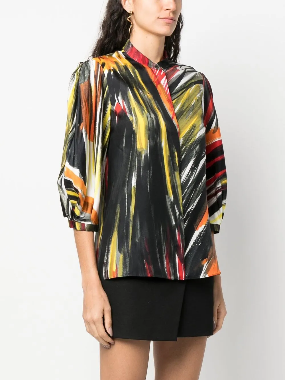 

Gabriela Hearst abstract-print silk shirt - Red