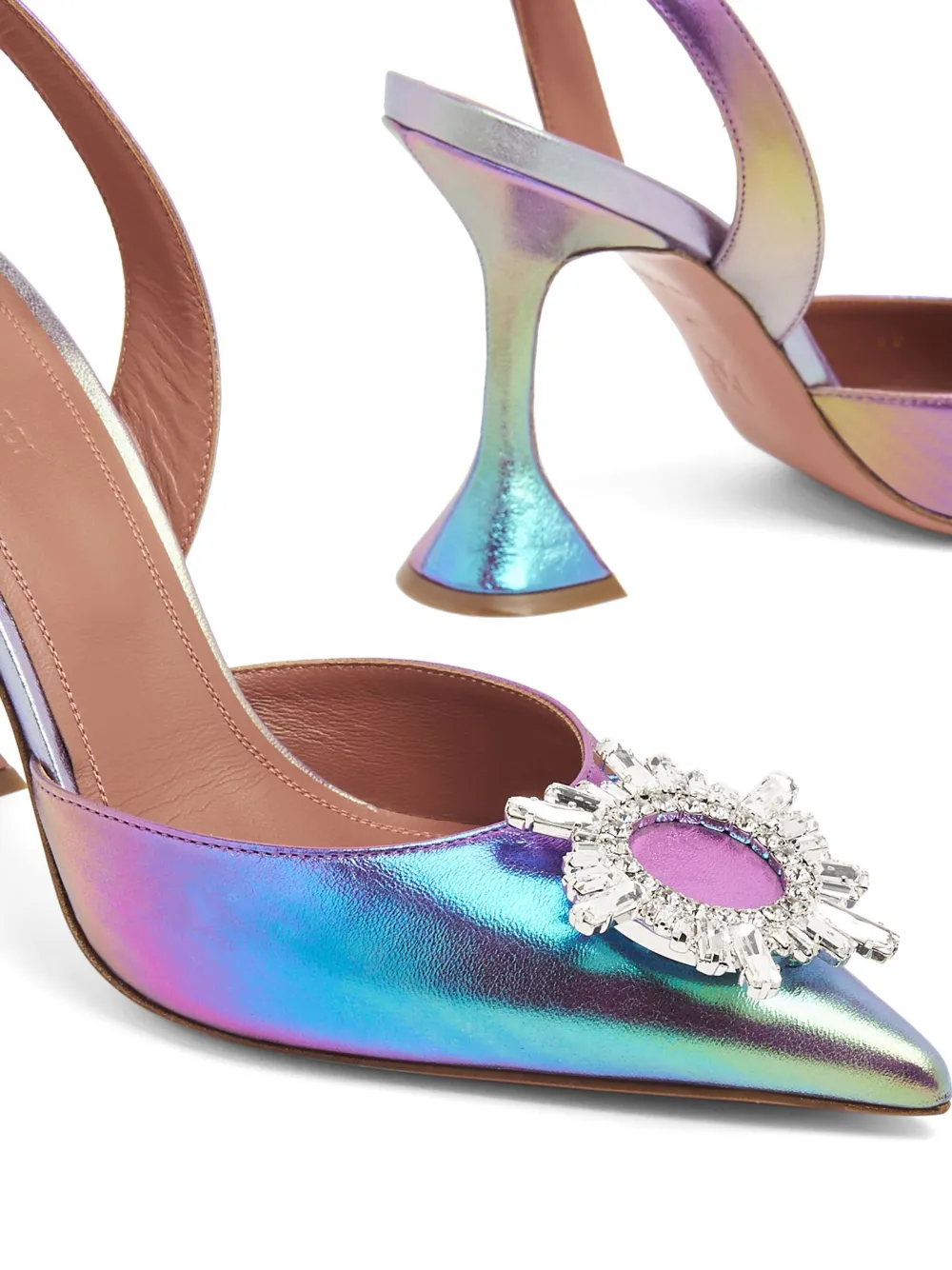 Amina Muaddi Begum holografische pumps - Roze