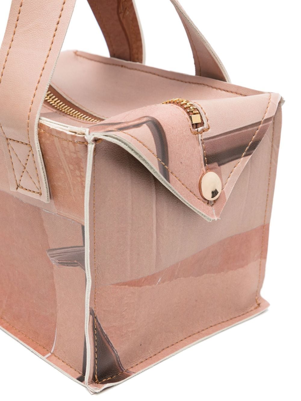 Shop Natasha Zinko Box-print Mini Shoulder Bag In Brown