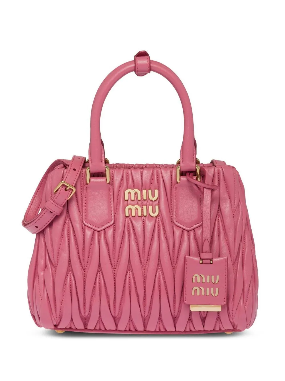 Miu Matelassé leren bucket-tas Roze