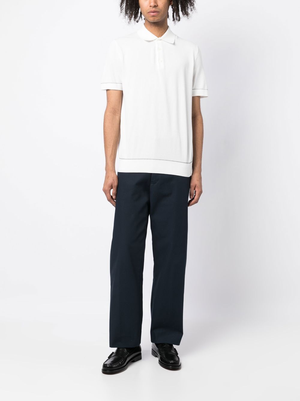 Shop Brioni Cotton Piqué Polo Shirt In White