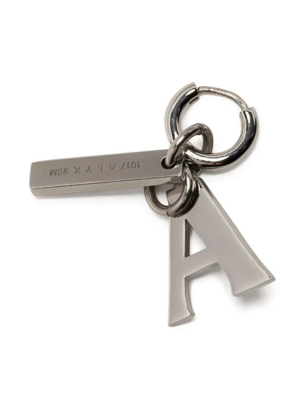 【1017 ALYX 9SM】SILVER LOGO PENDANT EARRING 1017 Alyx 9sm Logo Pendant Earring In Silver - 60% Off