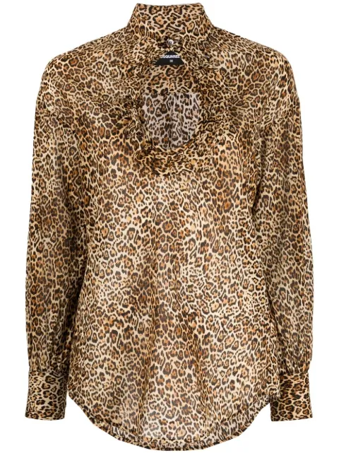 DSQUARED2 leopard-print cut-out blouse Women