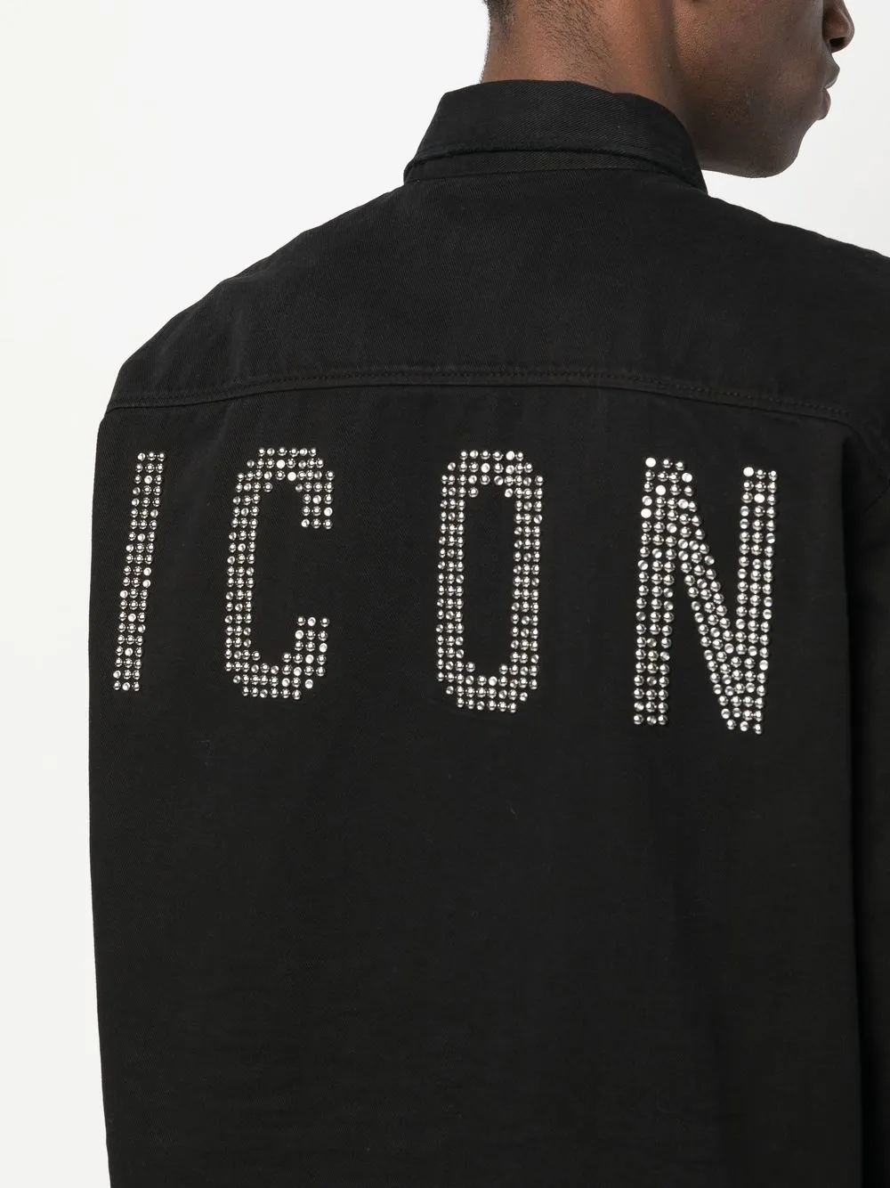 DSQUARED2 Icon crystal-embellished denim shirt Zwart