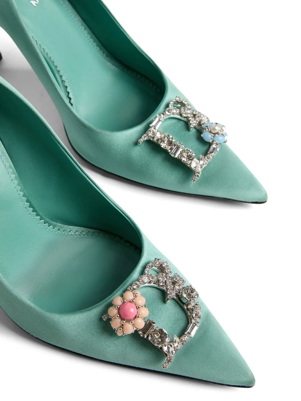 DSQUARED2 D2 Crystal satin pumps Groen