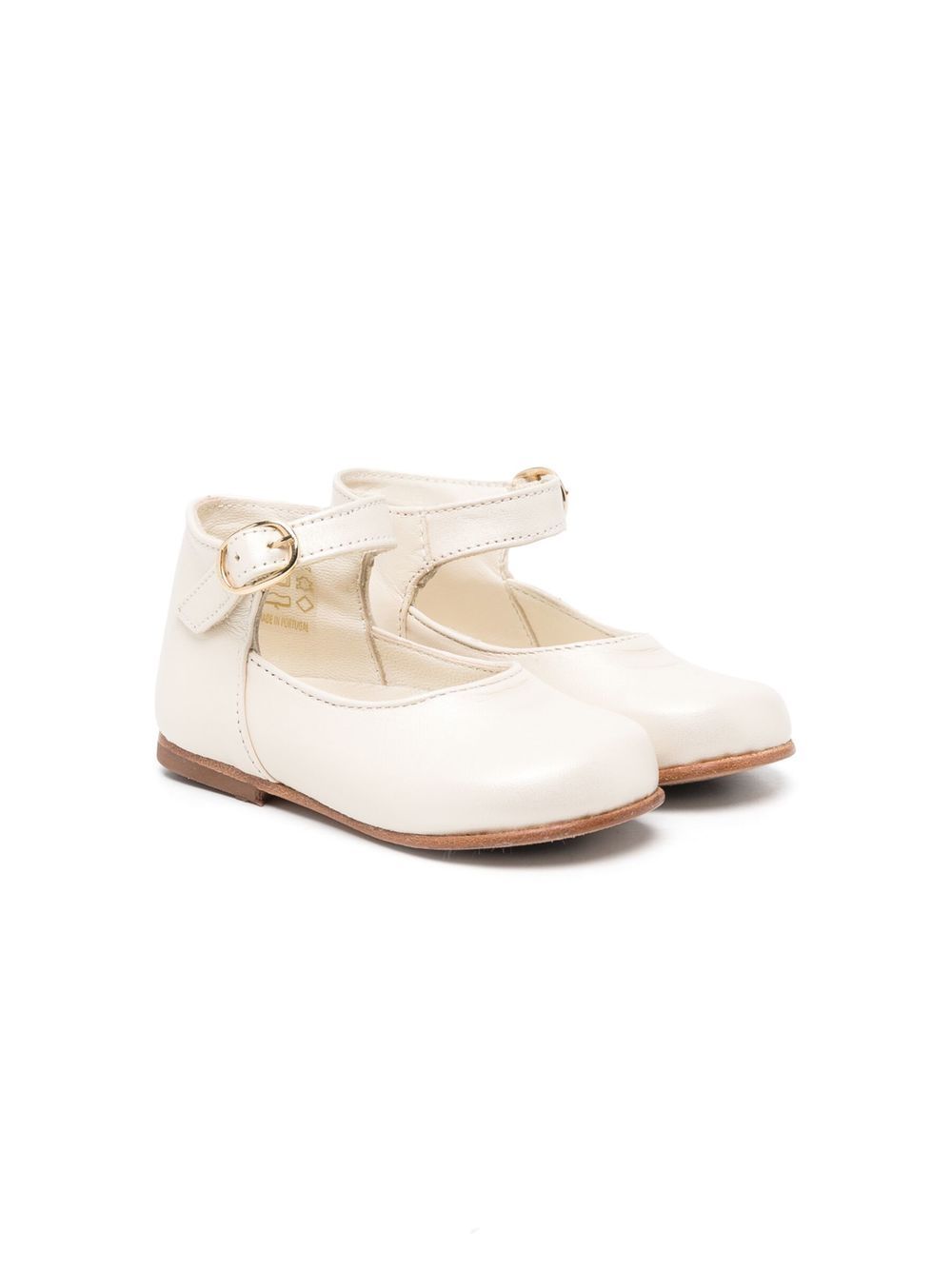 

Bonpoint buckled leather ballerina shoes - Neutrals