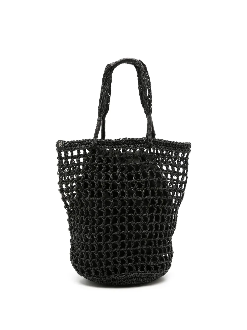 Nannacay Antonietta Crochet-knit Raffia Bag In Black