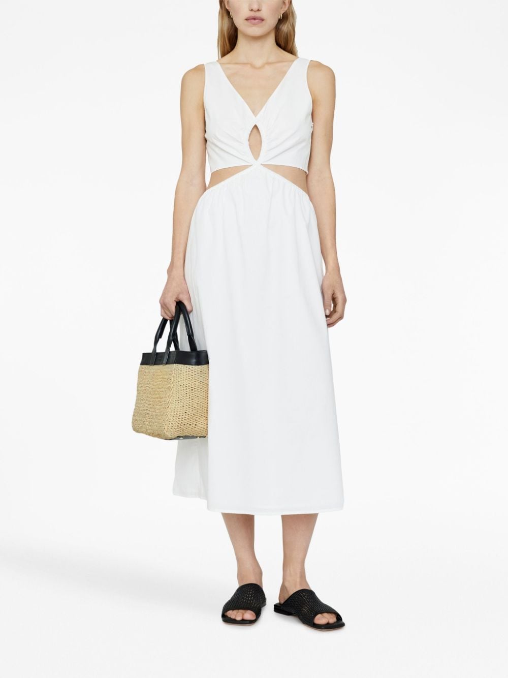 Shop Anine Bing Dione Cut-out Midi Dress In White