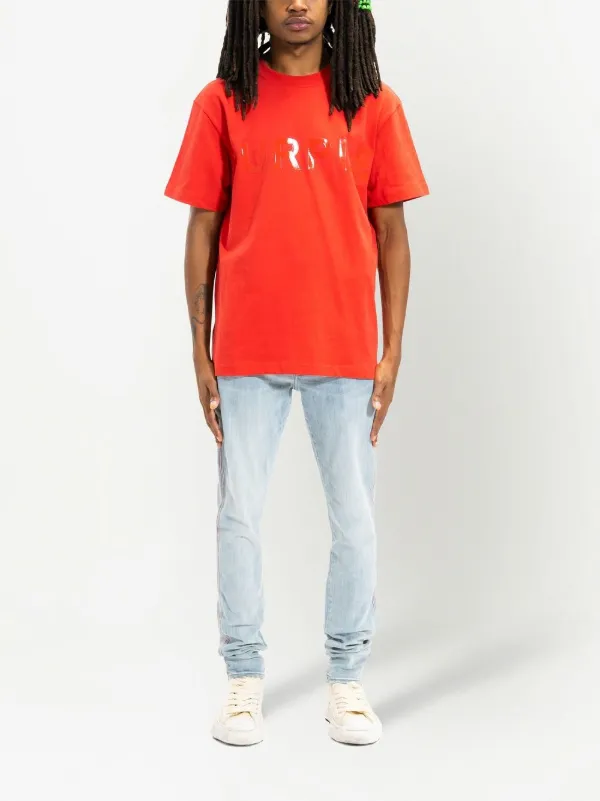 Tシャツ・カットソー WOOALONG Pigment lettering graphic TShirts ORANGE WL242JST0 WOOALONG Pigment lettering graphic TShirts ORANGE WL242JST0
